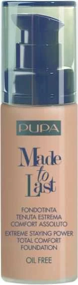 „Pupa Made To Last“ ilgai išliekantis skystas makiažo pagrindas be parabenų, 050 Sand, 30 ml