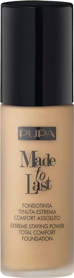 „Pupa Made To Last“ ilgai išliekantis skystas makiažo pagrindas be parabenų, 03 Dark Ivory, 30 ml