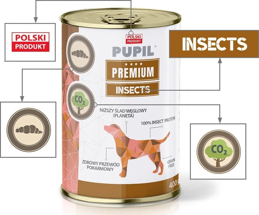PUPIL Premium Insect – drėgnas ėdalas šunims – 400g