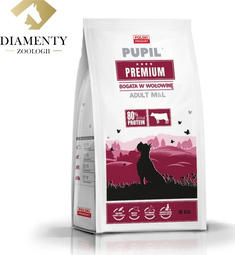PUPIL Premium Medium and large breeds Rich in jautiena – sausas Maistas šunims – 12kg