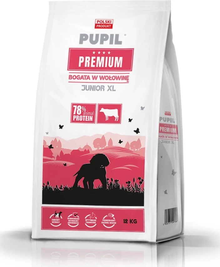 PUPIL Premium Junior Large and extra large breeds Rich in jautiena – sausas Maistas šunims – 12kg