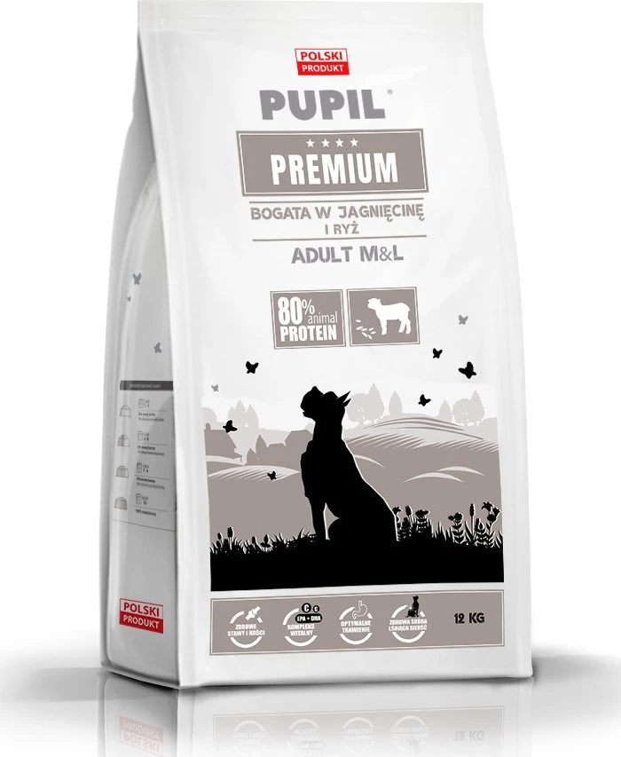 PUPIL Premium Medium and large breeds Rich in su ėriena ir ryžiais – sausas Maistas šunims – 12kg