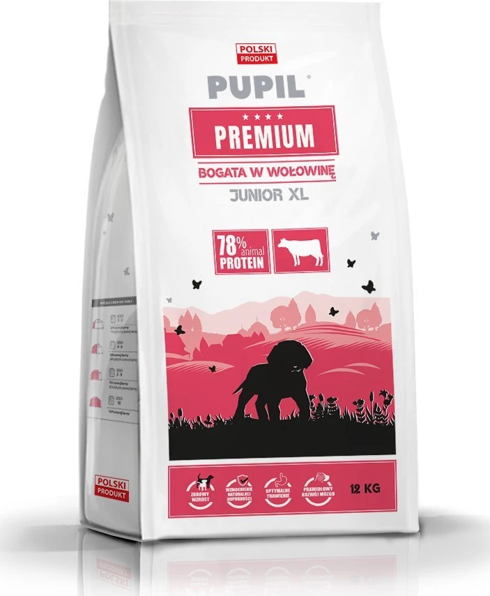PUPIL Premium Junior Large and extra large breeds Rich in jautiena – sausas Maistas šunims – 12kg