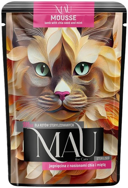 Dolina Noteci MAU Mousse Sterilised ėriena with chia seeds and mint – šlapias kačių maistas – 85g