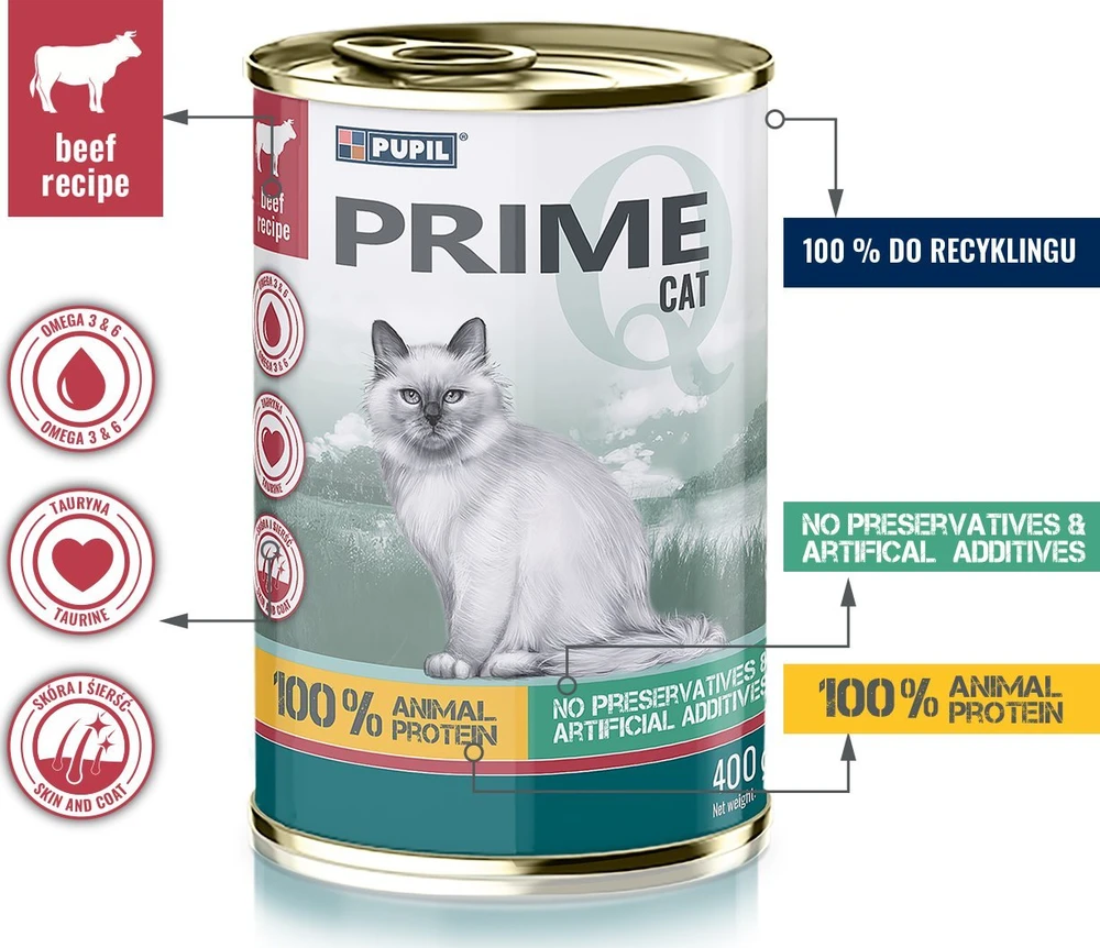 Pupil Premium PUPIL Prime Rich in jautiena and liver – šlapias kačių maistas – 400g