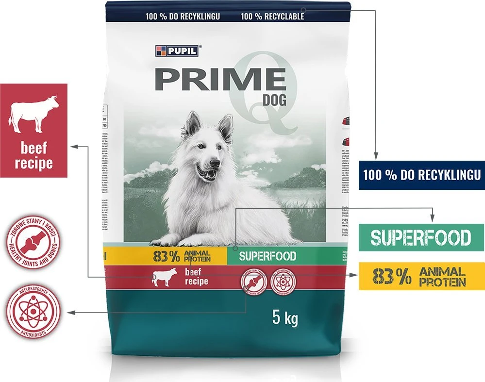Pupil Premium PUPIL Prime Rich in jautiena with vegetables – sausas Maistas šunims – 5kg