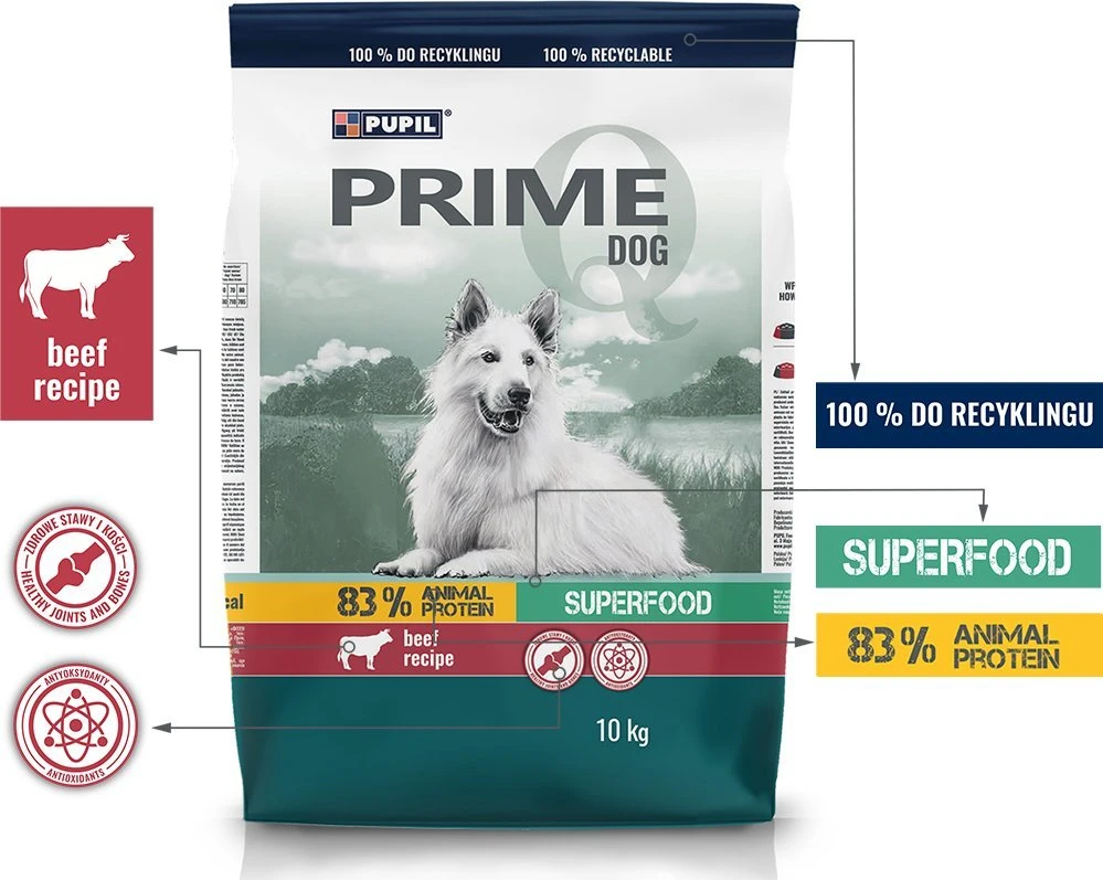 Pupil Premium PUPIL Prime Rich in jautiena with vegetables – sausas Maistas šunims – 10kg