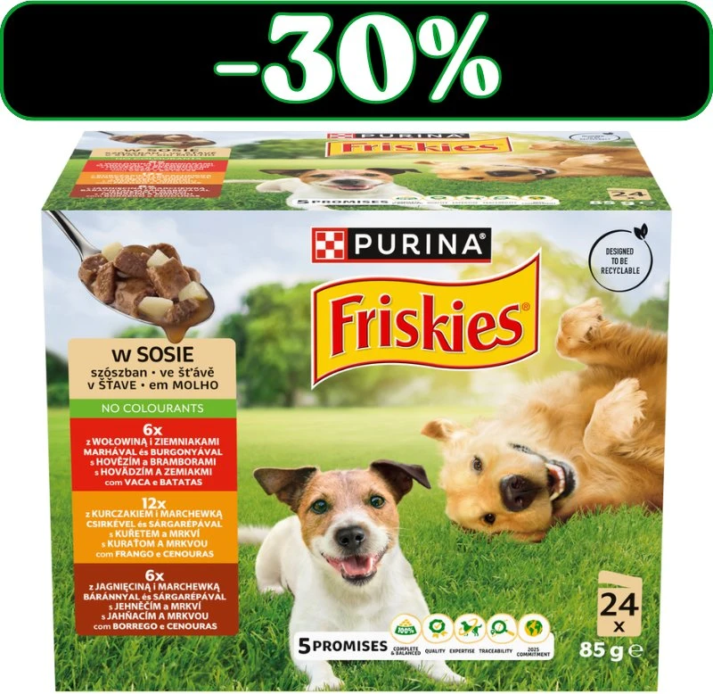 Purina Nestle Friskies in sauce – drėgnas ėdalas šunims – 24x85g