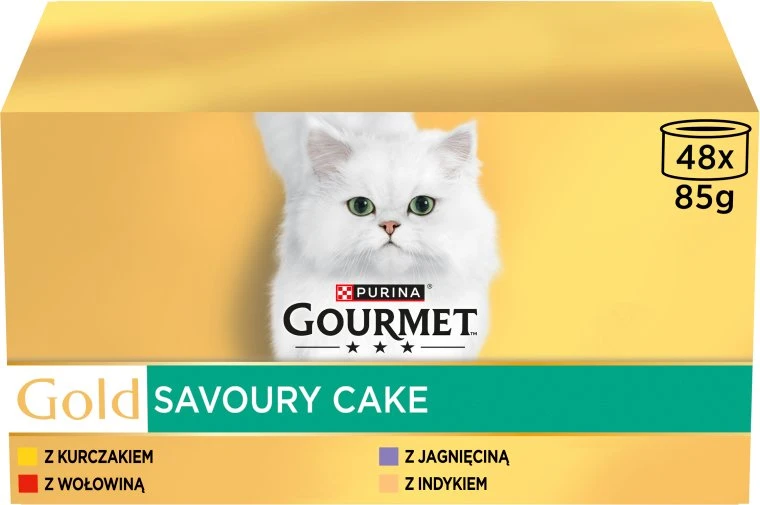 Purina Nestle Katės maistas - PURINA Gourmet Gold Skanus pyragas šlapias maistas 48x85g 17% baltymų