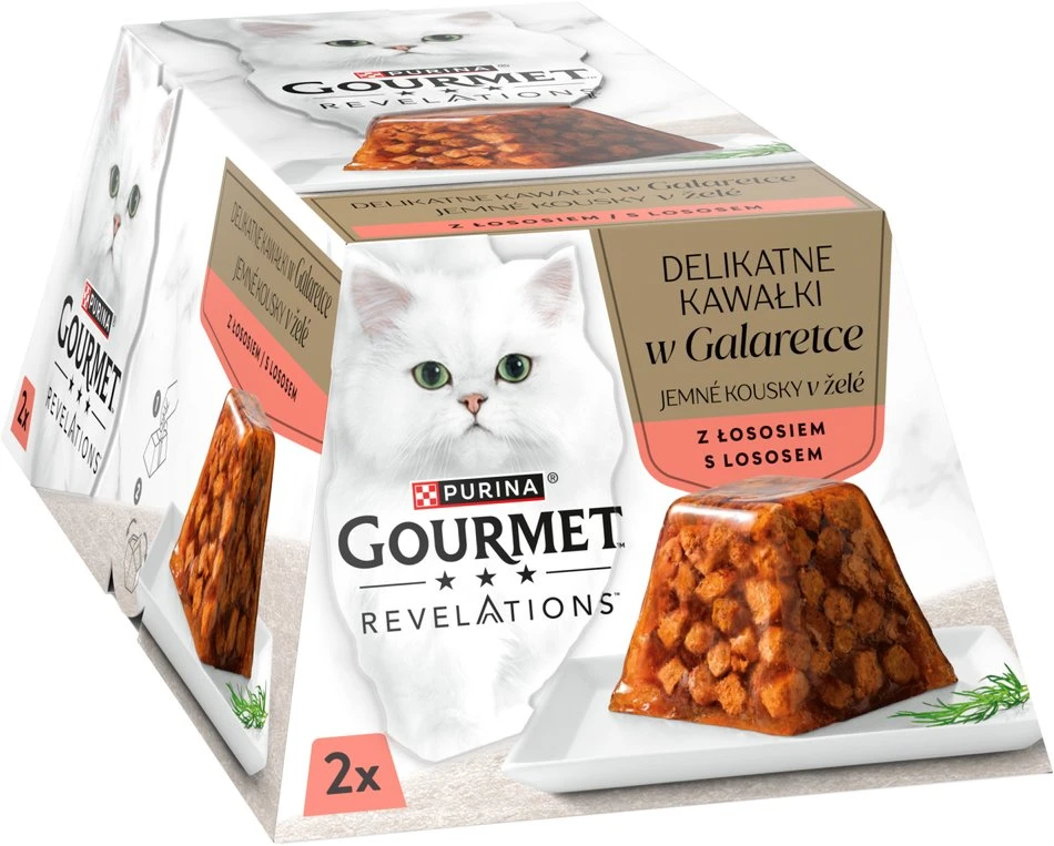 Purina Nestle Kačių Maistas - PURINA Gourmet Revelations Lašišos Gabaliukai Želyje 2x57g