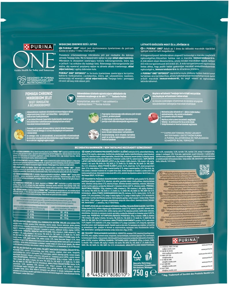 Purina Nestle One Bifensis Adult Rich in jautiena – sausas kačių maistas – 750g