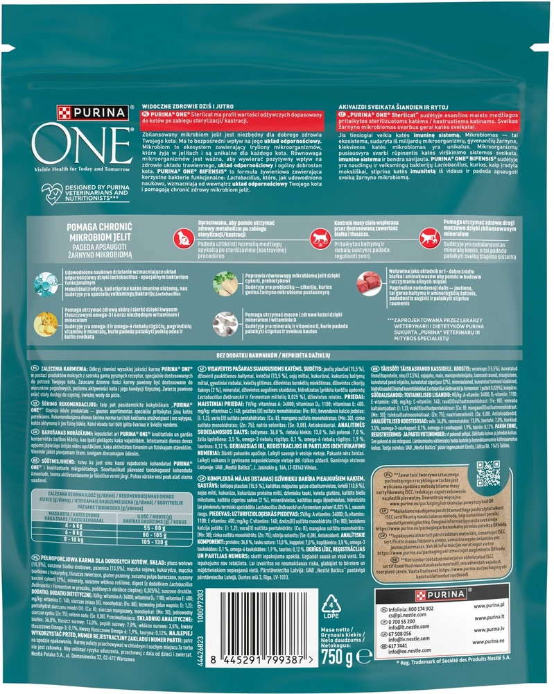 Purina Nestle One Bifensis Sterilcat rich in jautiena – sausas kačių maistas – 750g