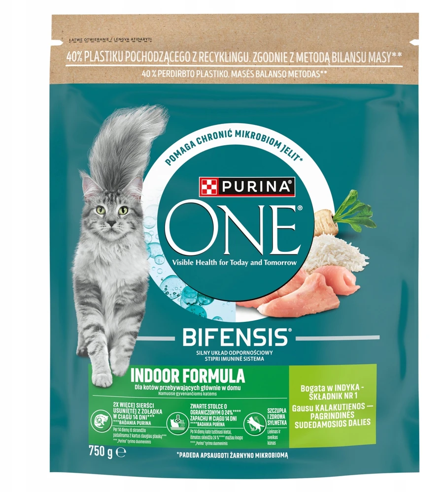 Purina Nestle One Bifensis Indoor Rich in kalakutiena – sausas kačių maistas – 750g