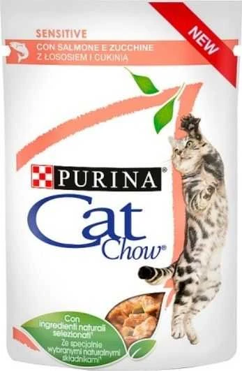 Purina Nestle Drėgnas Kačių Maistas - Purina Cat Chow Sensitive Lašiša Ir Cukinija Padaže 85 g