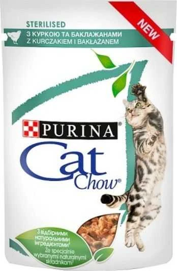 Purina Nestle Drėgnas Kačių Maistas - PURINA Cat Chow Sterilizuotoms Katėms Su Vištiena Ir Baklažanu 85 g
