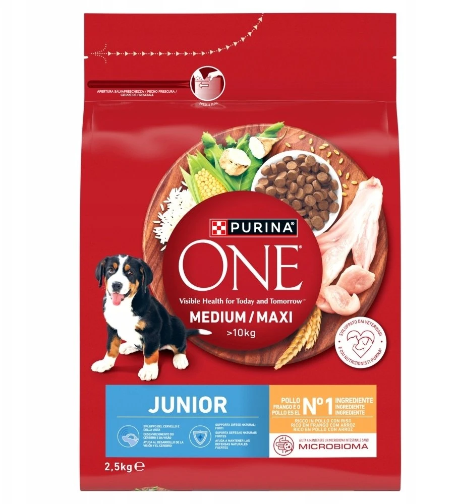 Purina Nestle ONE Medium/Maxi Junior vištiena & ryžiai 2,5kg