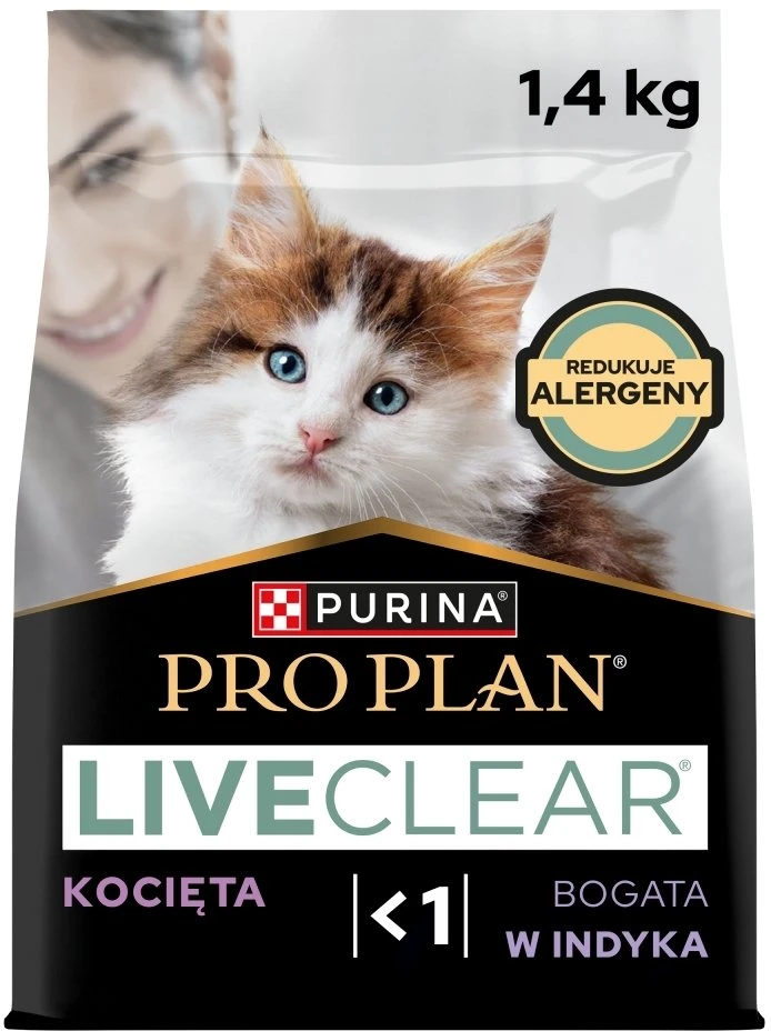 Purina Pro Plan LIVECLEAR KITTEN Bogata w Indyka 1,4kg
