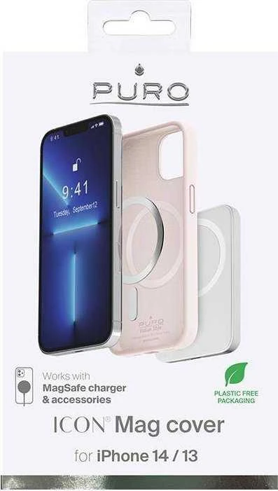 PURO ICON MAG MagSafe dėklas skirtas Apple iPhone 14/13, rožinis