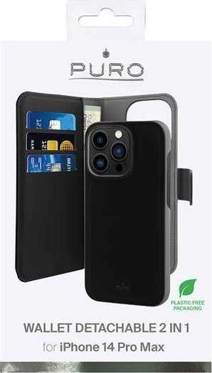 SBS Puro Wallet Detachable MagSafe 2in1 PU Leather with Flap and Wallet Apple iPhone 14 Pro Max – dėklas telefonui juodos spalvos