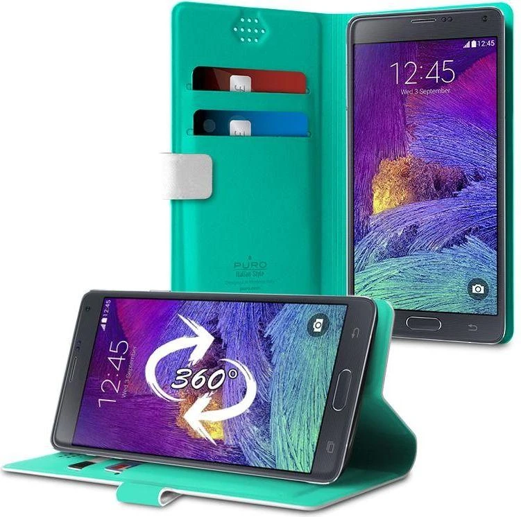 Dėklas PURO Uniwallet Bi-Color - Universal 360 ° swivel case with card slots, dydis XXL baltas