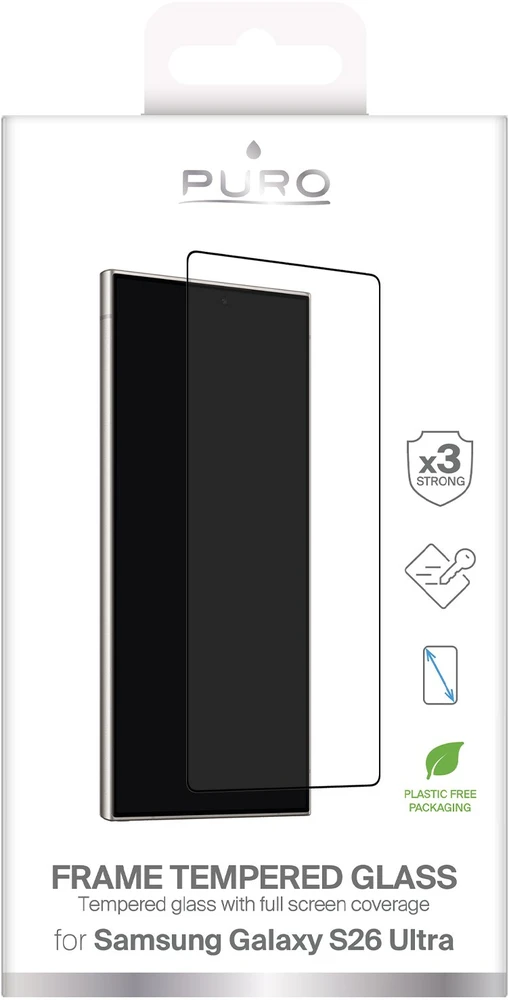 Puro Frame Apsauginis stiklas skirtas Samsung Galaxy S26 Ultra – with Juodas Frame