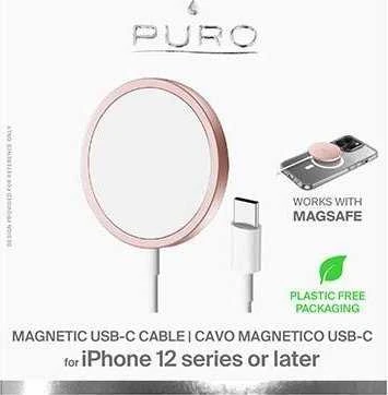 Nezatříděno Puro Elektrik Puro magnetinė belaidė indukcinė įkrovimo stotis USB-C, suderinama su MagSafe, 1 m, rožinė
