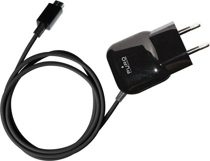 PURO Mini kelioninis įkroviklis - Portable laidinis įkroviklis su Micro USB Cable juodos spalvos