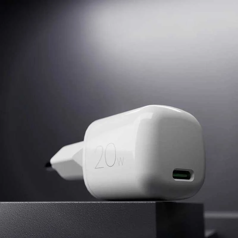 Puro Elektrik Puro 20W GaN USB-C laidinis įkroviklis – baltos spalvos