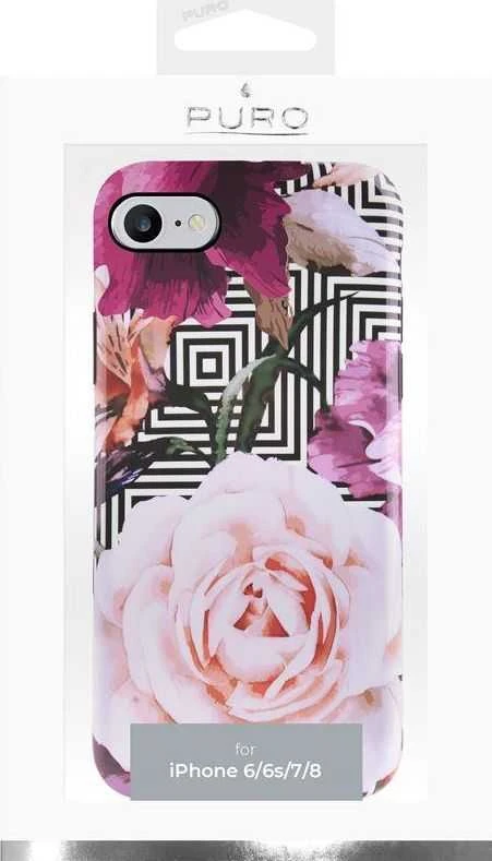PURO Glam Geo Flowers - dėklas skirtas Apple iPhone SE 2022/2020 / 8/7 / 6s Rožinė Peonies