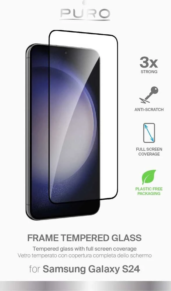 SBS Apsauginis stiklas Puro Frame Apsauginis stiklas su juodu rėmeliu Samsung Galaxy S25 / S24