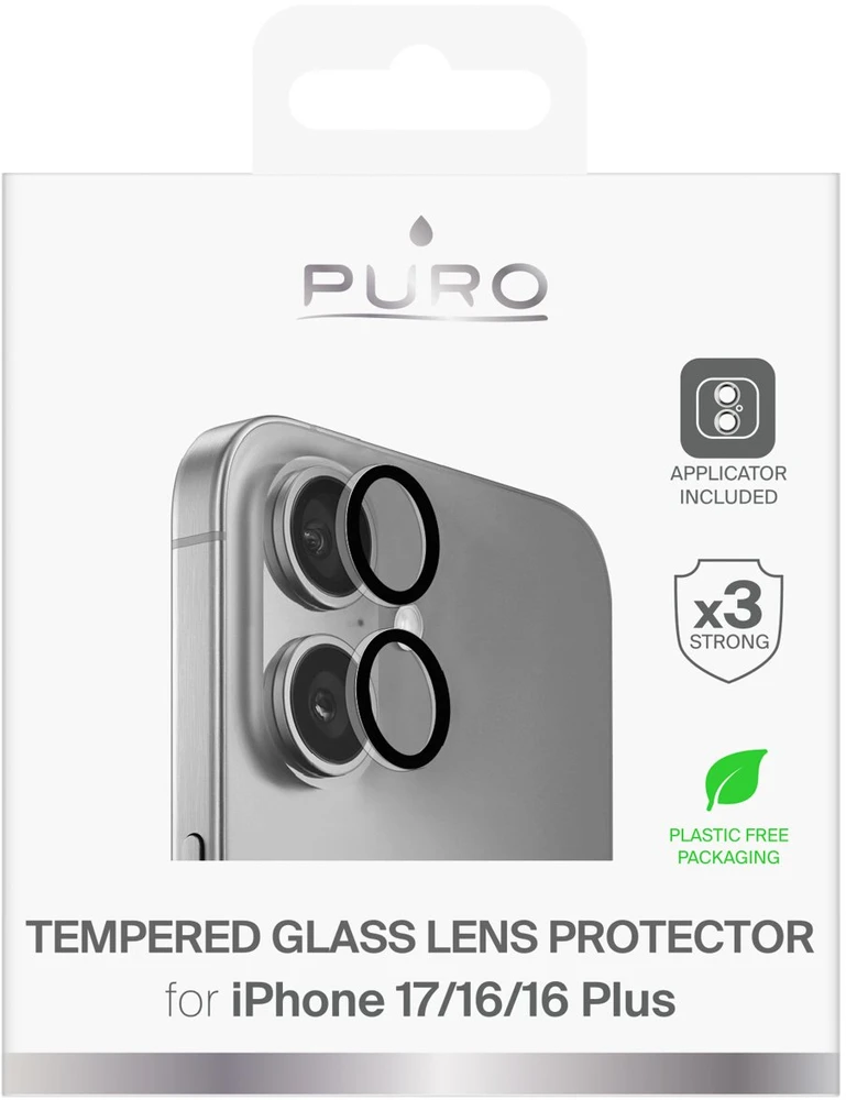Puro Individual apsauginis stiklas lenses skirtas Apple iPhone 17 / Apple iPhone 16 / Apple iPhone 16 Plus