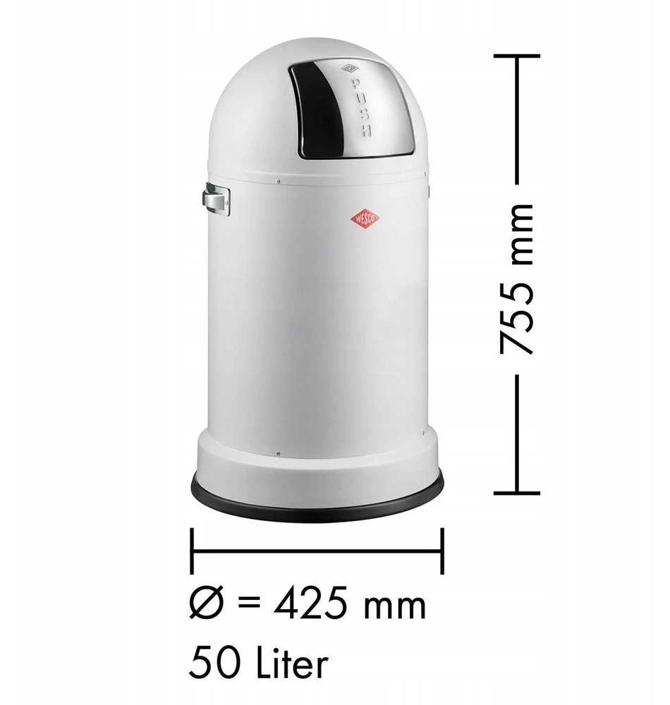 Wesco Pushboy šiukšliadėžė, pilka, 50 l