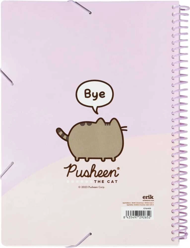Pusheen - A4 formato segtuvas su guma + 30 permatomų marškinėlių