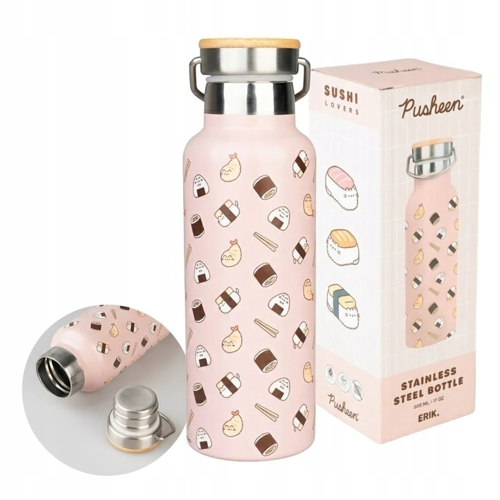 Pusheen Pusheen - Buteliukas termiczna ze stali nierdzewnej su laikikliu su kolekcji Sushi Roll 500 ml