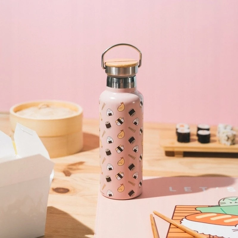 Pusheen Pusheen - Buteliukas termiczna ze stali nierdzewnej su laikikliu su kolekcji Sushi Roll 500 ml