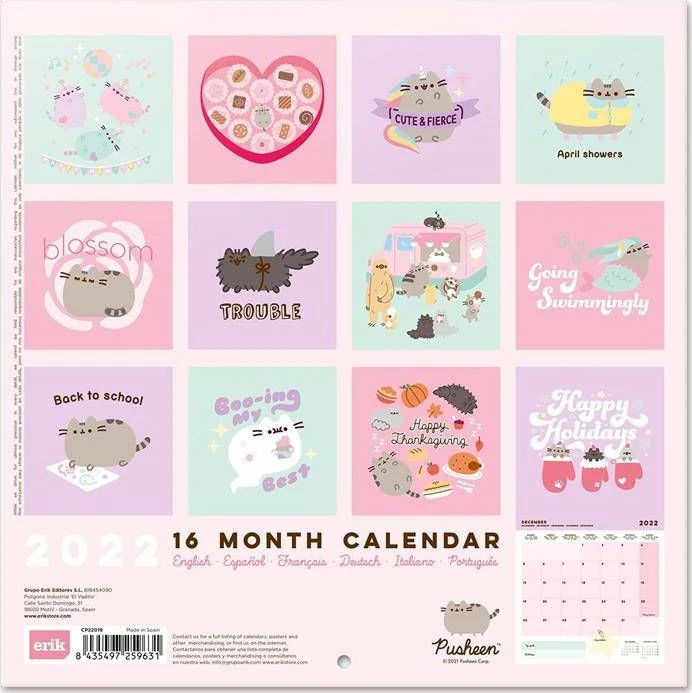 Pusheen - Sieninis kalendorius 30 x 30 cm 2022 iš „Foodie“ kolekcijos