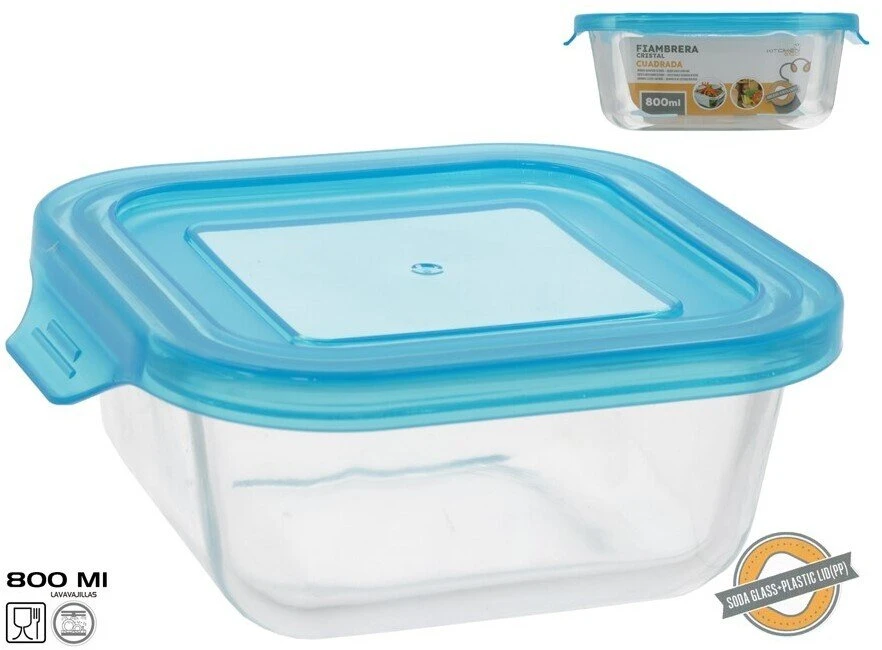 Kvadratinė stiklinė pietų dėžutė 800 ml, 6 x 17,5 x 15,5 cm, KITCHEN&GO