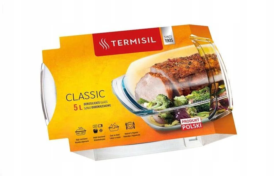 Pyrex 5 l stačiakampis karščiui atsparus indas su Termisil dangčiu