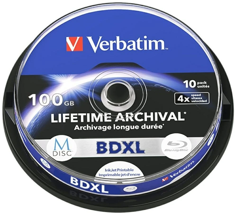 Disc BD-XL Verbatim M-Disc 100GB 4X Inkjet Printable 10vnt 43850