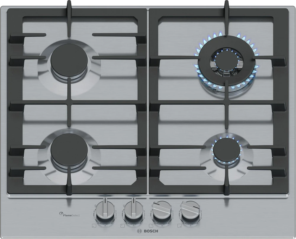 Bosch Serie 6 PCH6A5I90 hob Nerūdijantis plienas Built-in 60 cm Gas 4 zone(s)