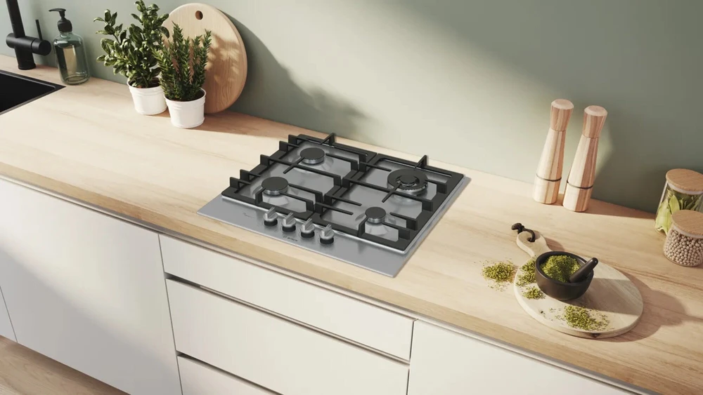 Bosch Serie 6 PCH6A5I90 hob Nerūdijantis plienas Built-in 60 cm Gas 4 zone(s)
