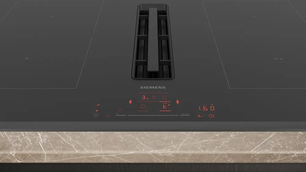 Siemens iQ500 ED851HQ26E, Juoda, Įmontuojama, 80 cm, Indukcinė kaitlentė su zonine funkcija, Stiklas, 4 zona(-os)