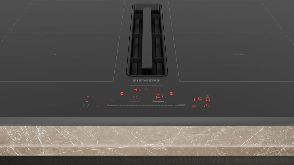 Płyta grzewcza Siemens Siemens iQ500 ED851HQ26M, Juoda, Įmontuojama, 80 cm, Indukcinė kaitlentė su zonine danga, Stiklo keramika, 4 zona(-os)