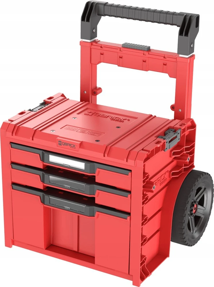 Įrankių dėžė Qbrick System PRO Cart 2.0 Plus Ultra HD Custom, raudonos spalvos, stalčių skaičius: 3