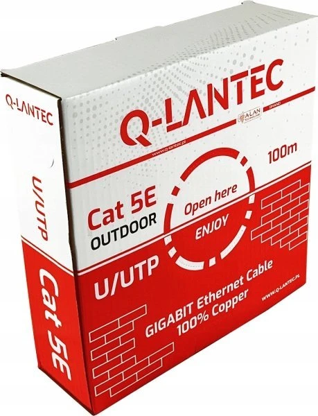 Q-Lantec ML Kabelis UTP kat.5e PE 4PR 100m IŠORINIS SUCHY (KIU5OUTS100Q)