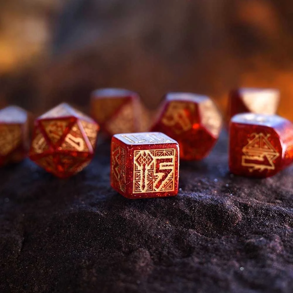 Q Workshop Dwarven Jewels Kauliukų Rinkinys (raudona Sp.)
