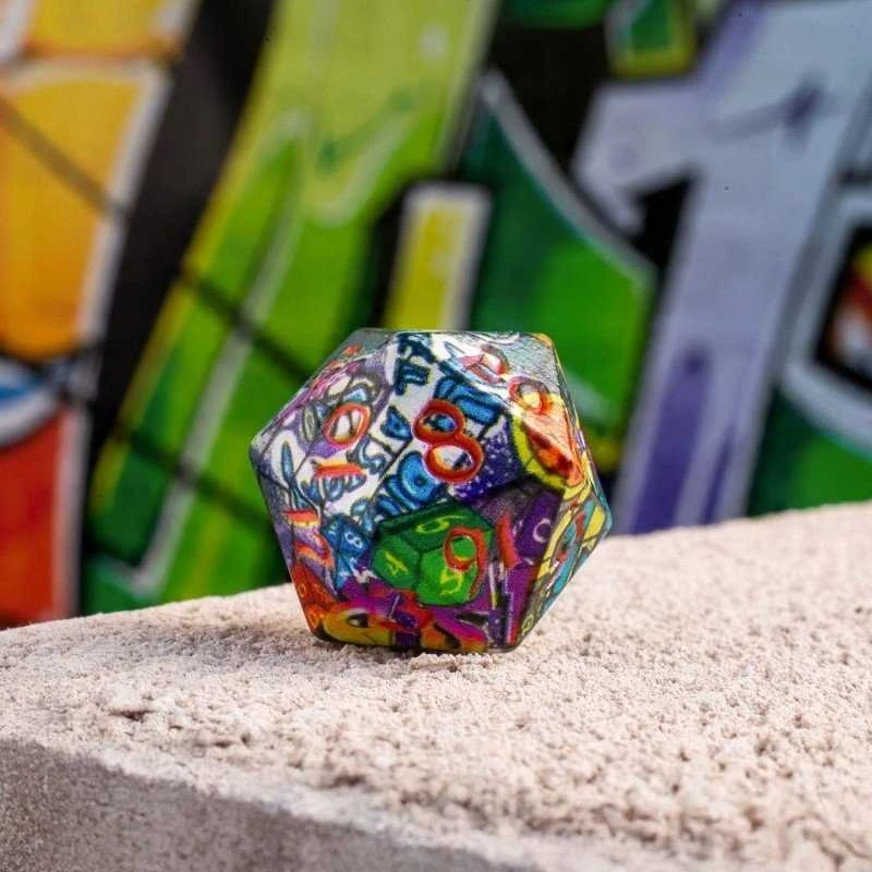 Q WORKSHOP Graffiti stalo RPG kauliukų rinkinys, 7 vnt – spalvoti full art