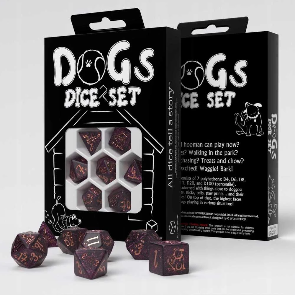 Q Workshop DOGS Dice Set: Luna Kauliukų Rinkinys