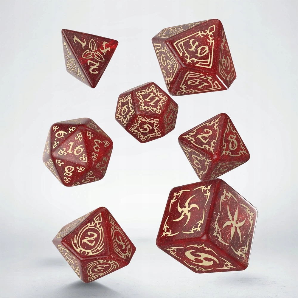Tribal RPG kauliukų rinkinys – blizganti raudona & smėlio, Q-Workshop