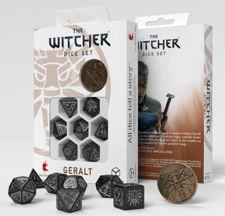 Dėlionė Q Workshop The Witcher Geralt Sidabrinis Sword Kauliukų Rinkinys Juodos Ir Sidabro Sp